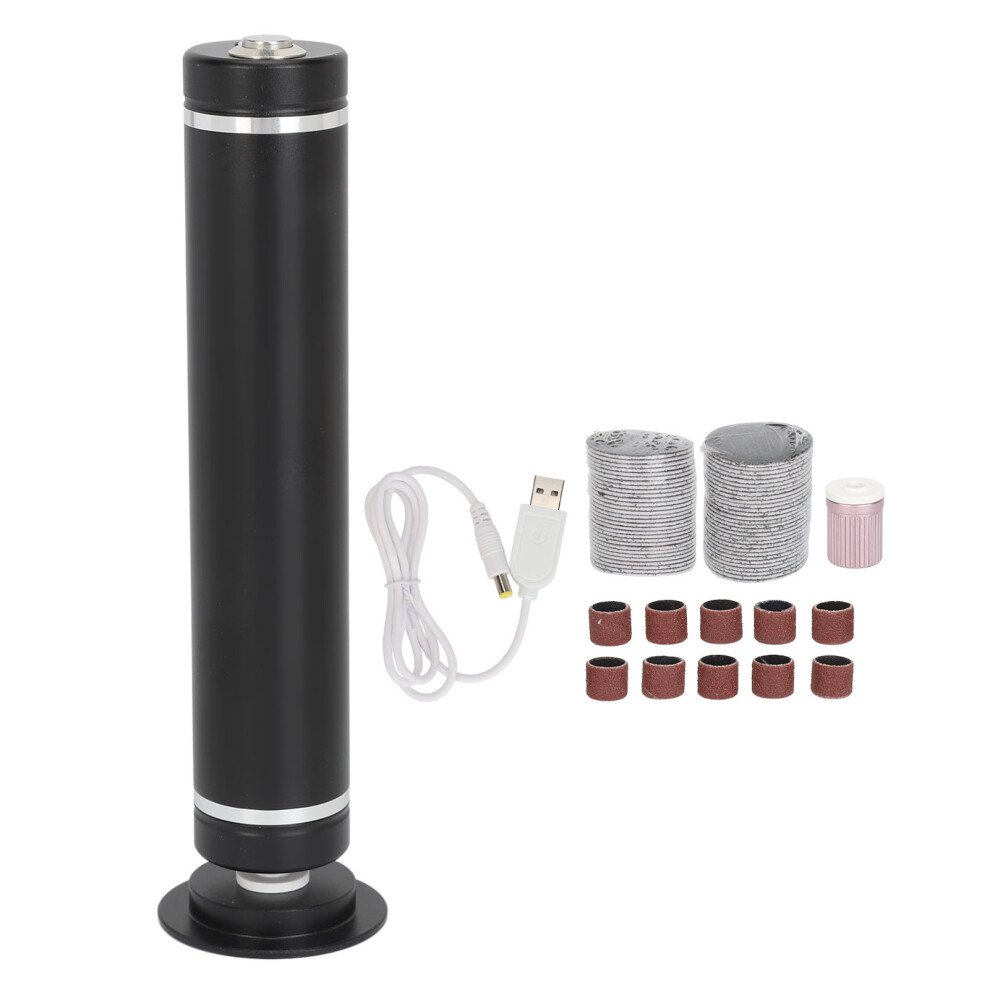 (Black) Electric Foot Grinder Remove Dead Skin 60pcs Disc
