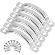 (As show, One size) Furniture Knobs and Handles, 6 Pack Stainless Steel Hollow Door Handles for Kitchen Drawer Bedroom Cupboard Door, 95mm, Silver.