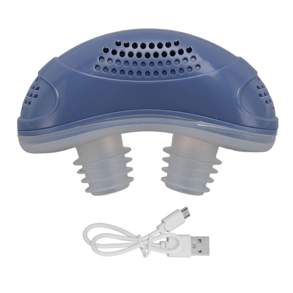 (Blue) Anti Snoring Device Rechargeable 3 Levels Electric Solution White