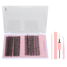 (Pink) 240pcs Lash-Extension-Kit 10-16mm D-Curl Pinzette