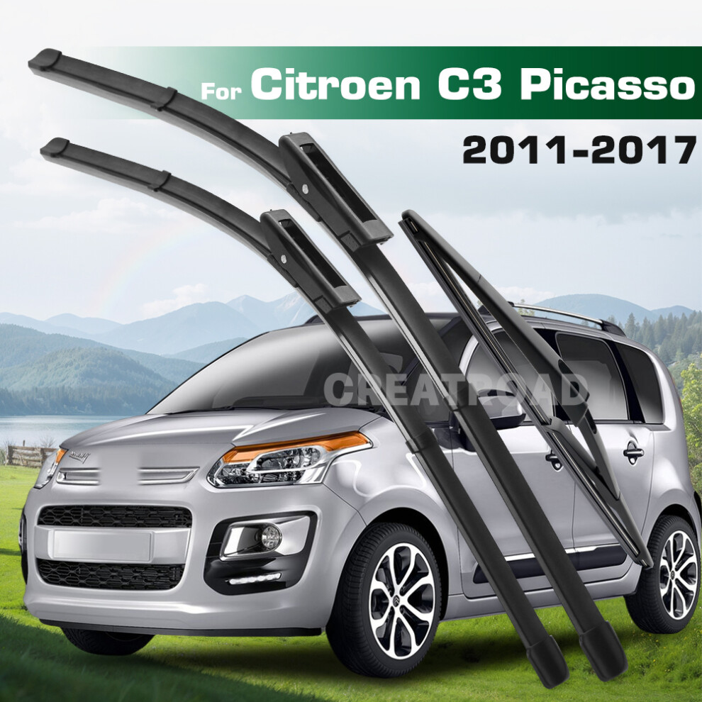 (Left Hand Drive) Wiper Lhd&Rhd Front & Rear Wiper Blades Set For Citroen C3 Picasso 2011 - 2017 Windshield Windscreen Window Brushes 6935159278809