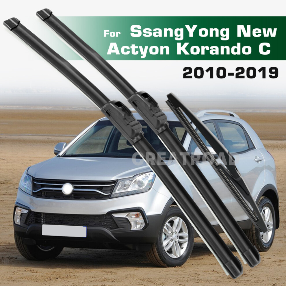 (3Pcs) Wiper Lhd&Rhd Front & Rear Wiper Blades Set For Ssangyong New Actyon Korando C 2010-2019 Windshield Windscreen Window 6935159278670
