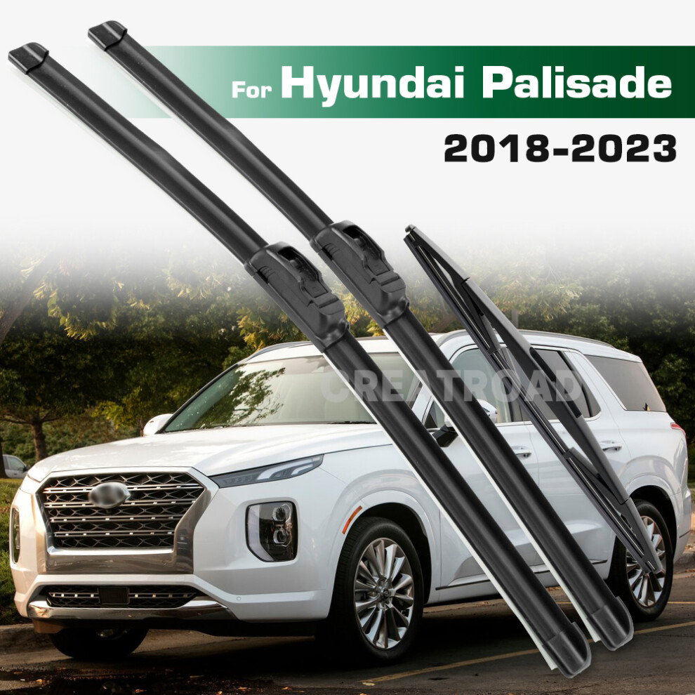(3Pcs) Wiper Set For Hyundai Palisade Lx2 2018-2023 Front & Rear Wiper Blades Windshield Windscreen Window Brushes 6935159278700
