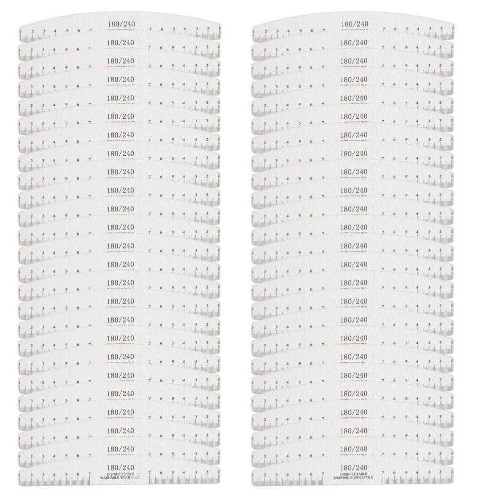 50Pcs Nail Files 180 240 Grit Washable for DIY Salon