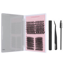 (Black) Wimpern-Tweezer-Set 156 Cluster für DIY, Pink