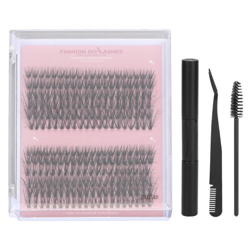 (Black) Wimpern-Set D-Curl mit 8ml Kleber für DIY