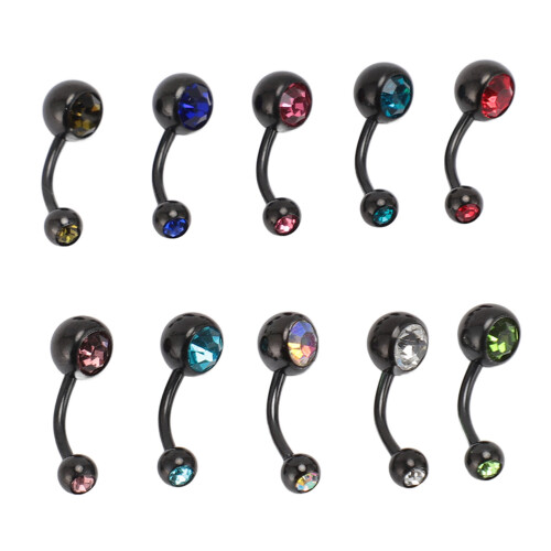 10x Edelstahl Bauchnabelring Zirkon Nabelpiercing Set