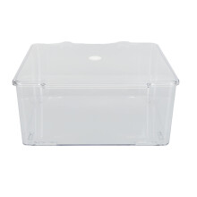 (Transparent) Cosmetic Storage Organizer Box Hinged Lid Dust Proof Large Clear Case