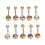 10x Edelstahl Bauchnabelring mit Strass 1
