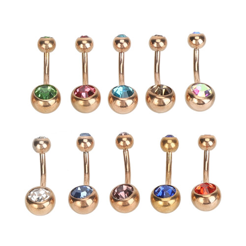 10x Edelstahl Bauchnabelring mit Strass