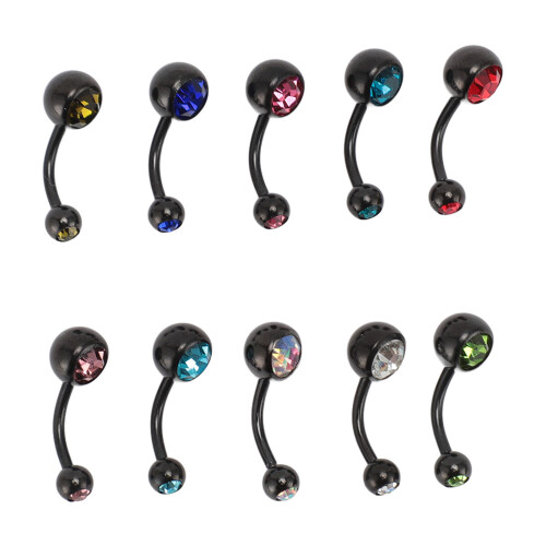 10x Edelstahl Bauchnabelring Zirkon Nabelpiercing Set 2
