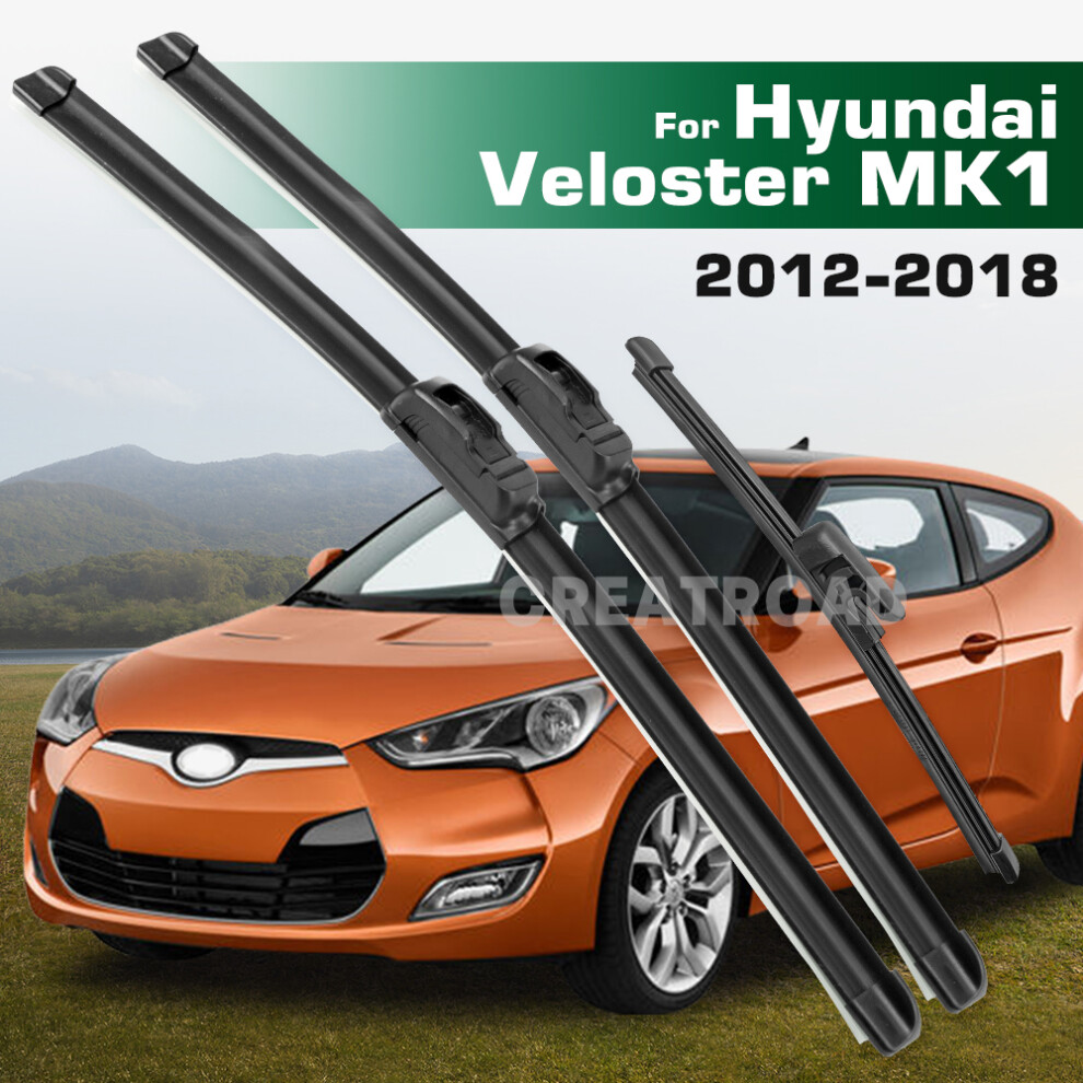 (3Pcs) Wiper Lhd&Rhd Front & Rear Wiper Blades Set For Hyundai Veloster Mk1 2012 - 2018 Windshield Windscreen Window Brushes 6935159278212