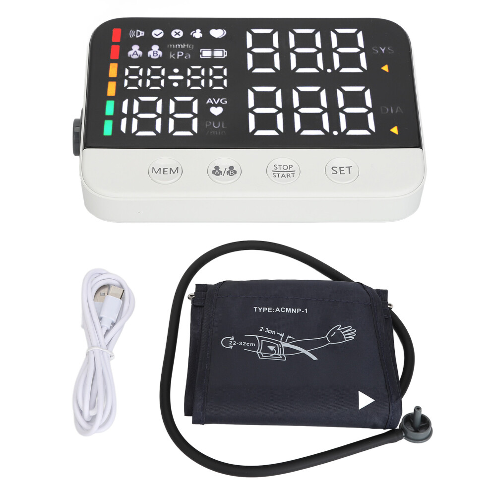 Smart Arm Blood Pressure Monitor High Accuracy LED Rechargeable