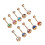 10x Edelstahl Bauchnabelring mit Strass 3