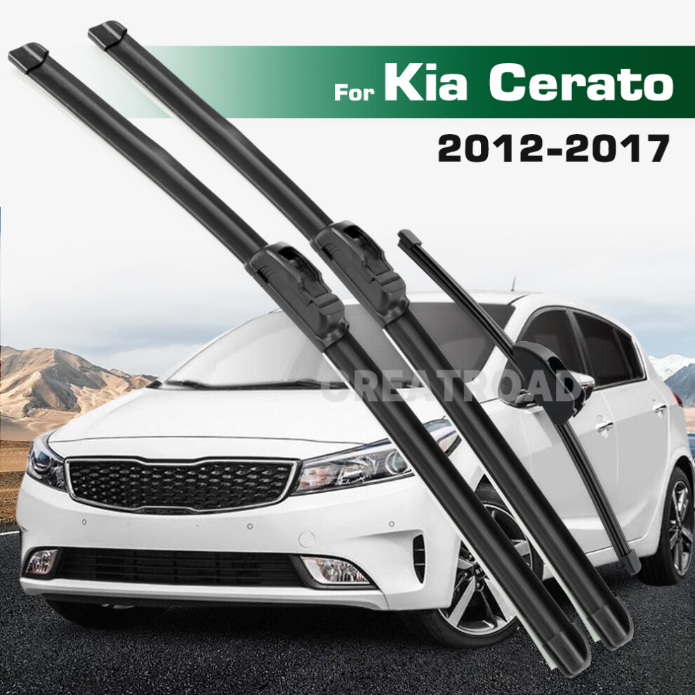 (3Pcs) Wiper Lhd&Rhd Front & Rear Wiper Blades Set For Kia Cerato Yd 2012 - 2017 Windshield Windscreen Window Brushes 6935159278120