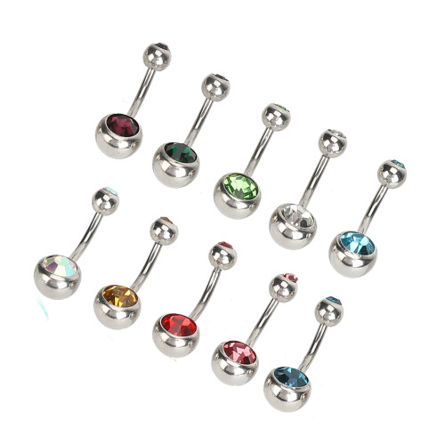 10x bunte Strass-Nabelringe aus Edelstahl 2
