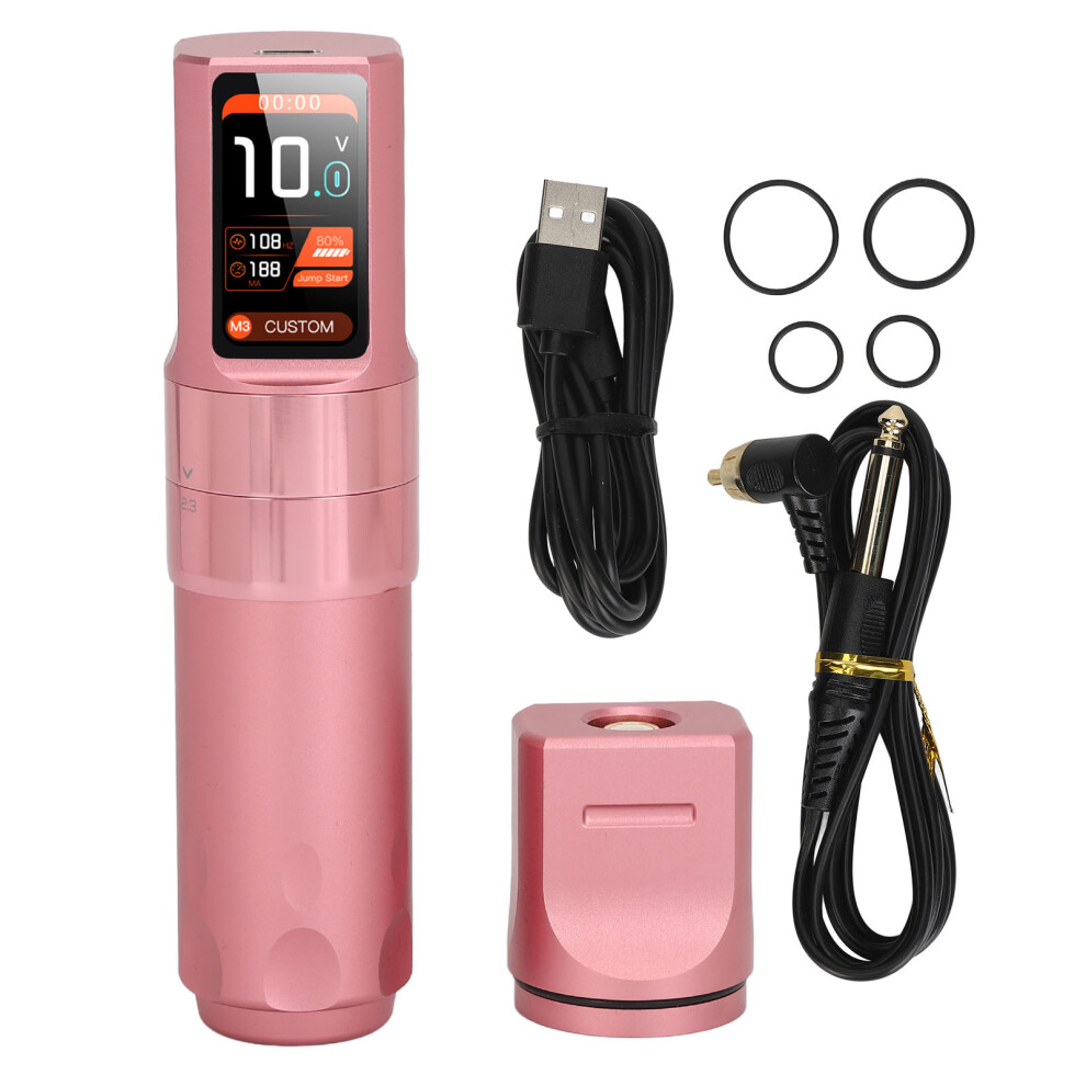 (Pink) Wireless Rotary Tattoo Machine 2000Mah Lcd 2.3-4.5Mm Pink 461605337388