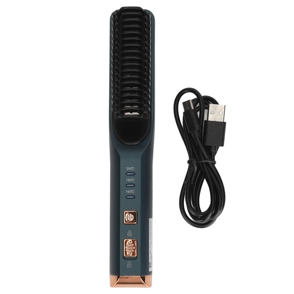 Cordless Hair Straightener Brush 3 Temp Levels USB Portable