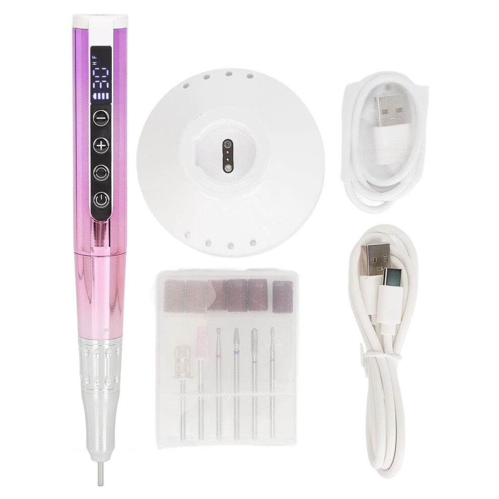 Electric Nail Drill Pen 30000RPM Coreless Adjustable with 6 Bits