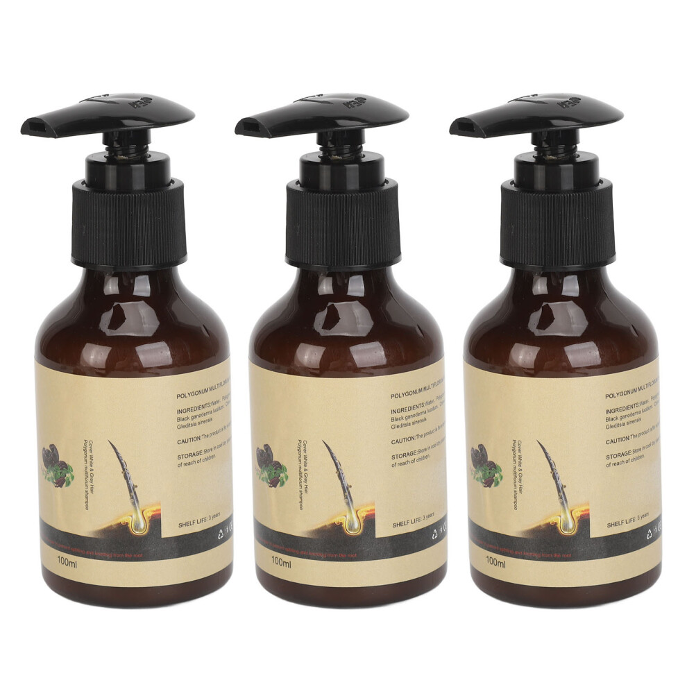 Gray 3Pcs 100Ml Polygonum Multiflorum Shampoo Hair Darkening