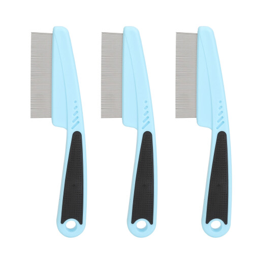(Blue) Stainless Steel Flea & Tangle Comb Blue