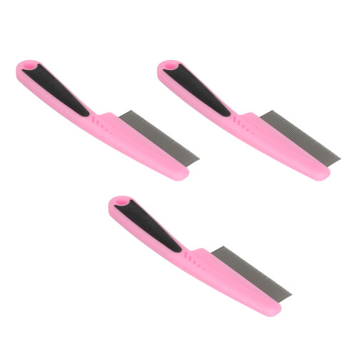 (Pink) Stainless Steel Flea & Tangle Comb Blue 2