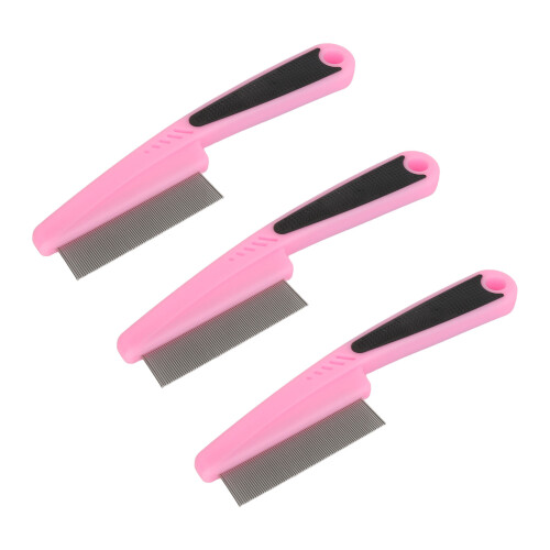 (Pink) Stainless Steel Flea & Tangle Comb Blue 1