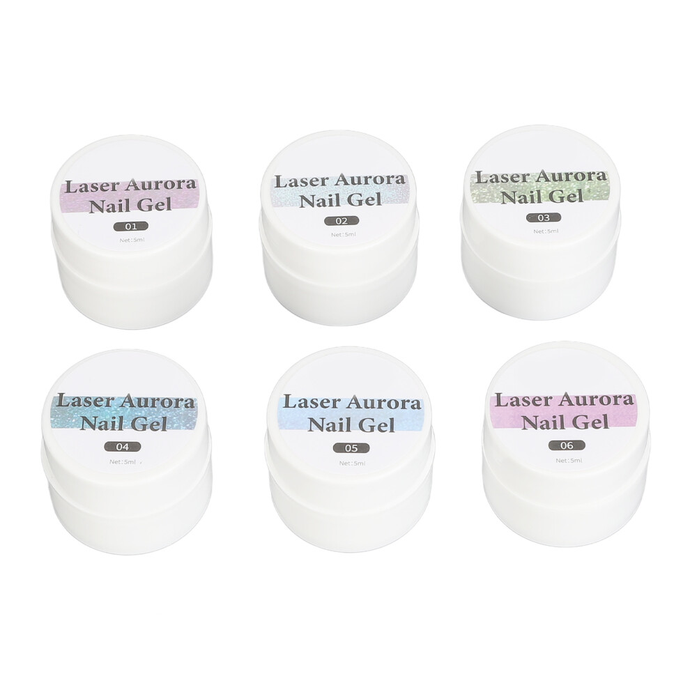 6 Colors Pearlescent Holographic Gel Nail Polish Soak Off