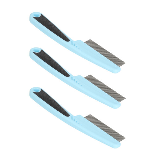 (Blue) Stainless Steel Flea & Tangle Comb Blue 1