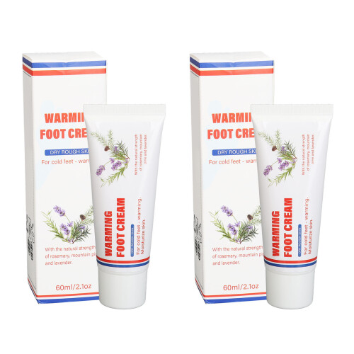 2x60ml Warming Foot Cream Plant Extract Moisturizer
