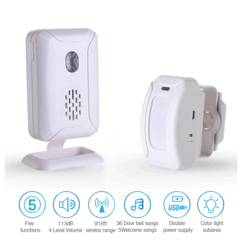 Wireless Infrared Doorbell with Motion Sensor, 4-Level Volume, Long Range 2