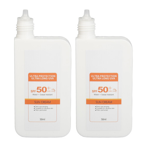 2pcs Light Fluid Sunscreen 50ml Sweatproof Non Greasy UVA Protection 1