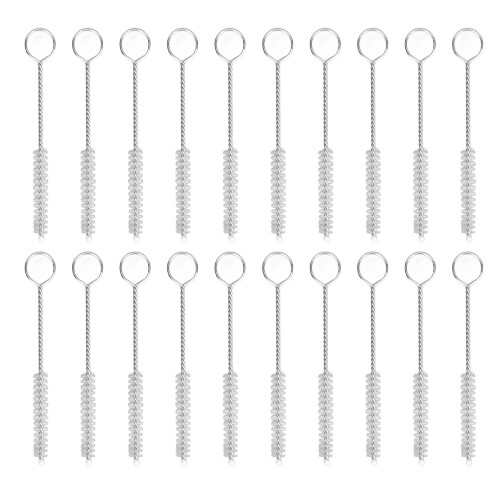 (White) 20x 4mm Rohr-Bürstchen Edelstahl wiederverwendbar schwarz