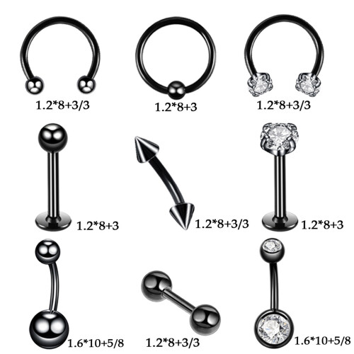 47-delig RVS Piercing Tool Kit Lip/Nose/Brow