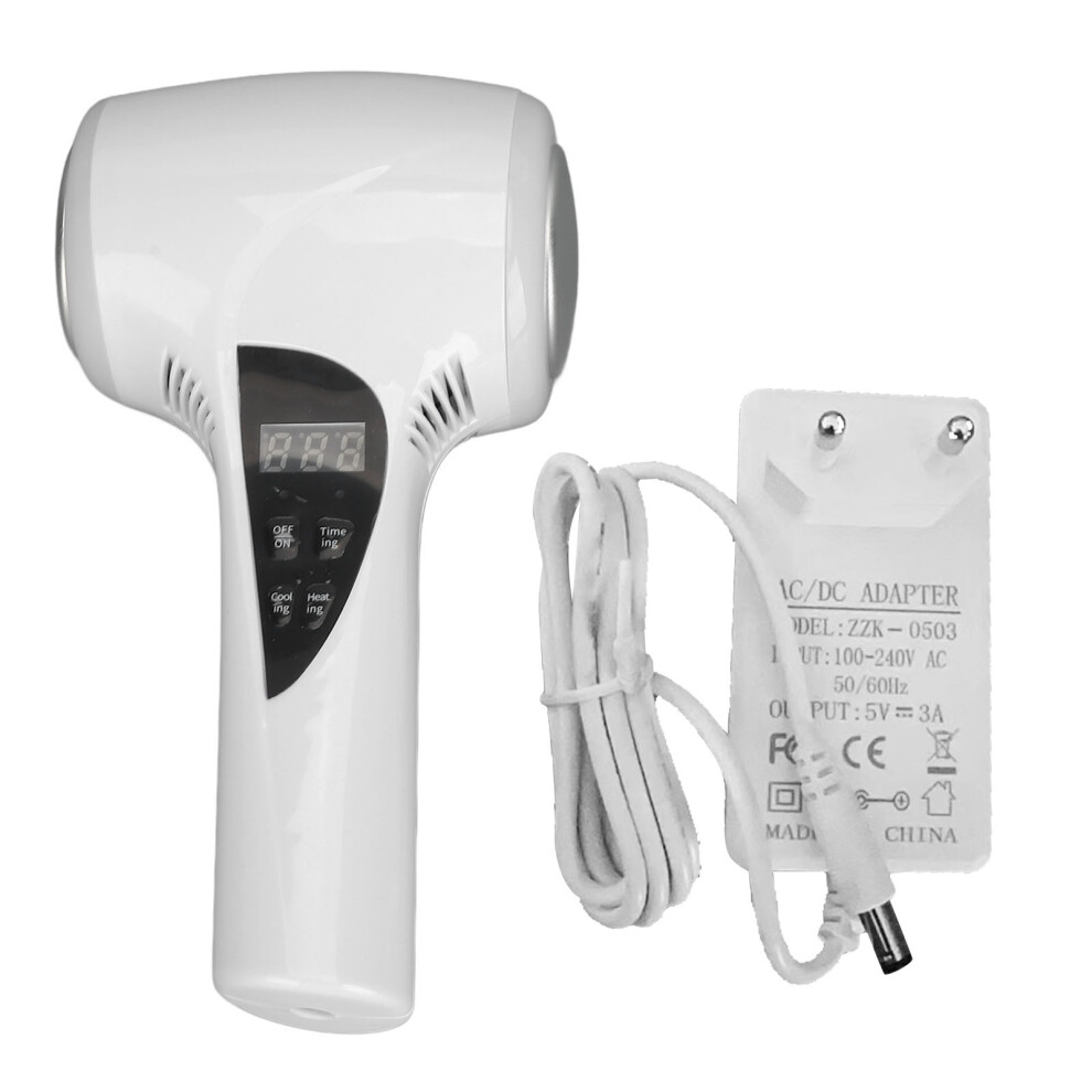 Red (Eu Plug) Face Beauty Hammer Hot Cold Compress Skin Rejuvenation 100-240V
