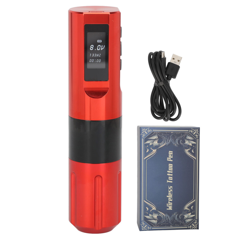 (Red) Wireless Tattoo Pen 2000Mah Liner Shader Aluminium Red 461605340487