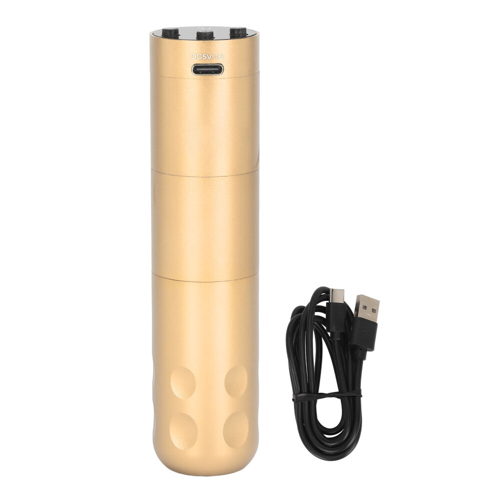 (Gold) Wireless Tattoo Machine Pen 1300Mah Liner Shader Rotary With Lcd Gold 461605340630