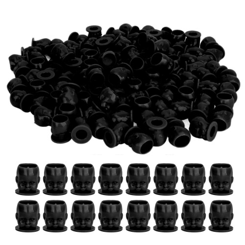 (Black) 200x Tattoo Ink Cups 20mm Flat Base White