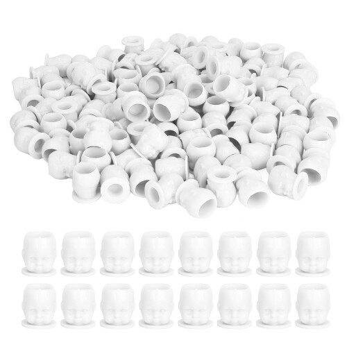 (White) 200x Tattoo Ink Cups 20mm Flat Base White