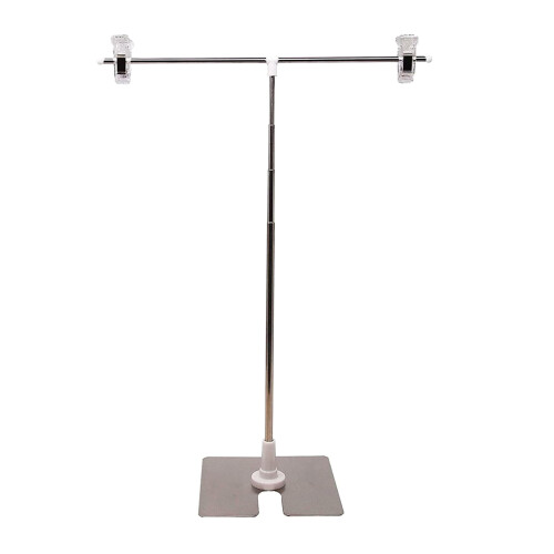 Stainless Steel T-form Höjdjusterbart Plakatställ (Silver)