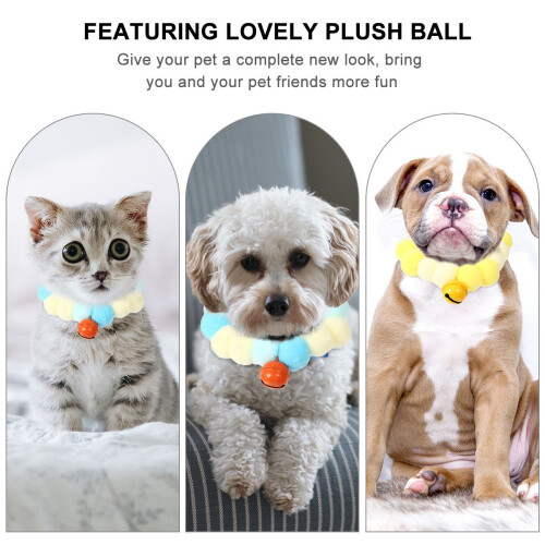 4St Katt Halsband Elastisk Plush Boll För Kostym Tillbehör 2