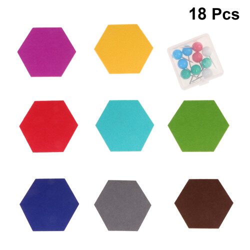 tableau hexagonal en feutre coloré avec punaises, 8 pièces 2