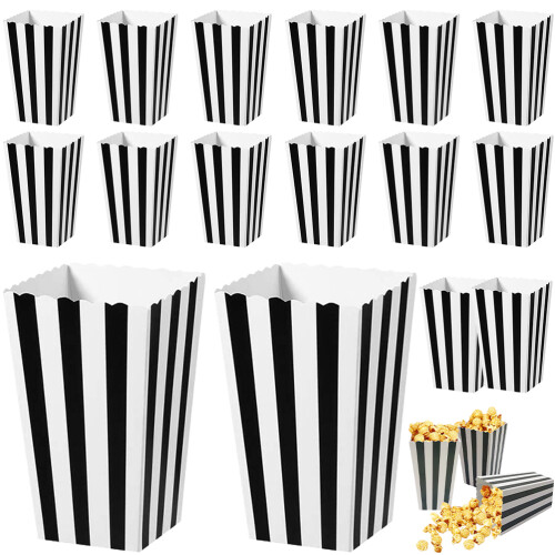 36Pcs Strimmiga Popcornaskar Godisbehållare För Fester 1