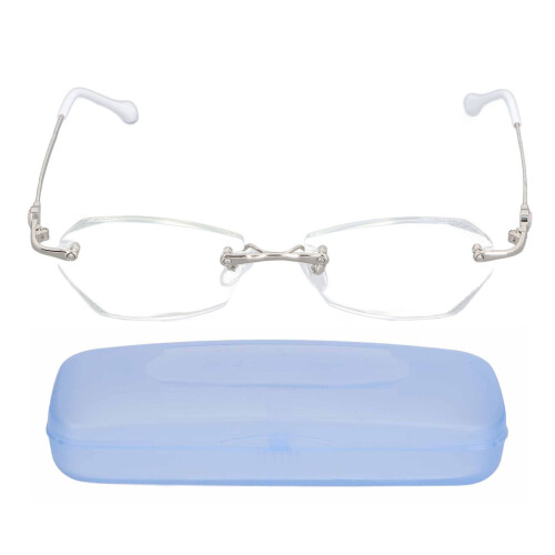 (+150 Silver Frame) Women Anti-Blue Light Reading Glasses +1.5 Silver