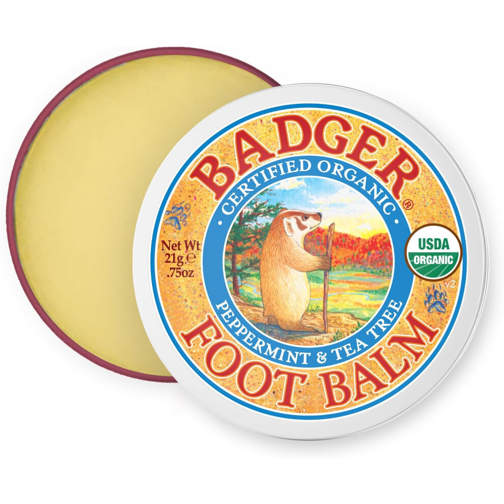 Badger Foot Balm | Balm with Olive, Castor Oil, and Beeswax for Dry Cracked Heels | Soothes & Softens Callused Skin - 21g