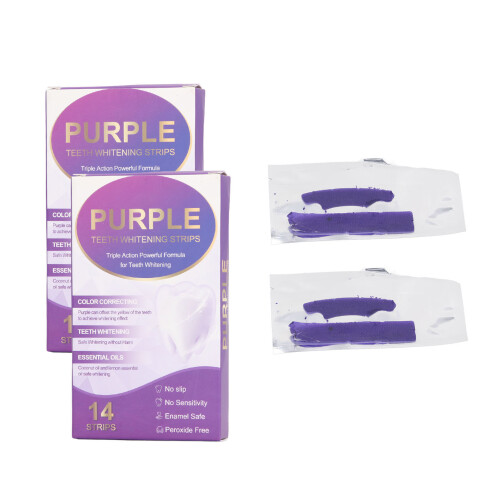 28Pcs Purple Teeth Whitener Strips Stain Removal