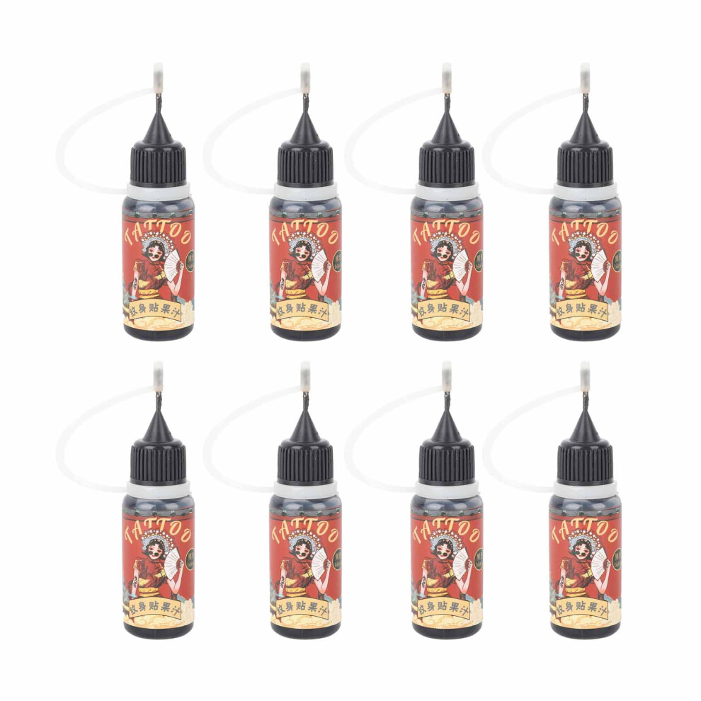 (Black) 8PCS Semi Permanent Tattoo Ink 80ml Waterproof Red