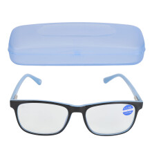 (+150 Blue Inside Black Frame) Blue Light Blocking Reading Glasses +1.50 Black Frame