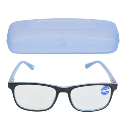 (+150 Blue Inside Black Frame) Blue Light Blocking Reading Glasses +1.50 Black Frame