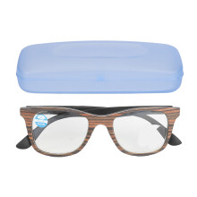 (+250 Black Wood Grain Frame) Vintage Progressive Photochromic Multifocal +2.50 Glasses